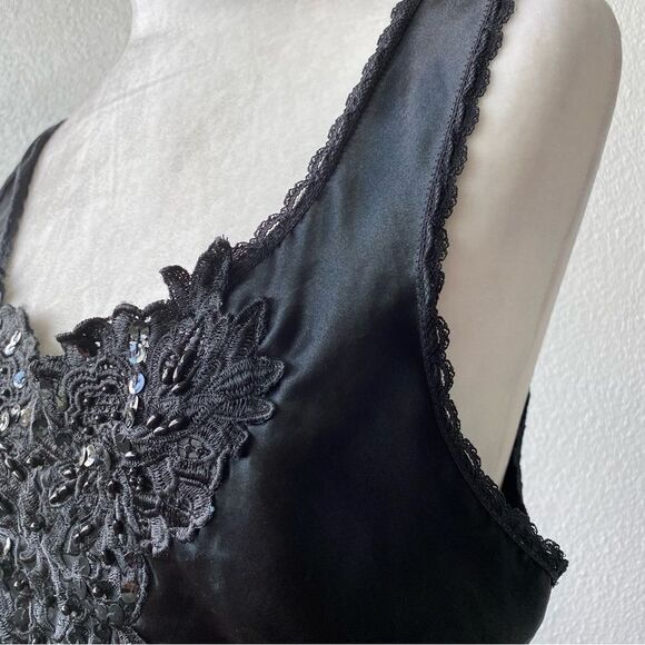 Vintage 80’s Teddy Embroidery Sequins Silky Top SZ L - Picture 6 of 10